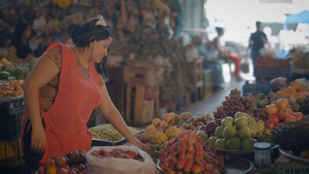 A fruit stall at La Alameda market in Cali